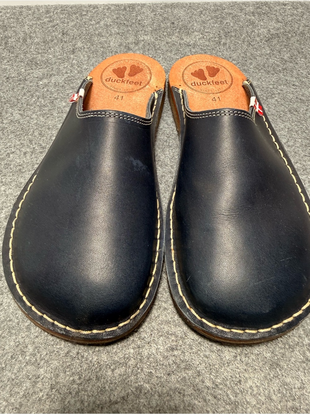 Duckfeet Blåvand Navy Leather Clogs EU 41 US Women 10 Men 8.5 - Picture 6 of 8
